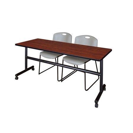 Kobe Rectangle FlipTop Table, 72" W, 29" H, Laminate Top, Cherry MKFT7230CH44GY